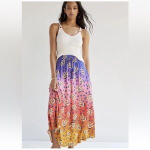 FARM Rio Anthropology Mariposa Maxi Skirt Ombre Printed Pull On Sz Medium